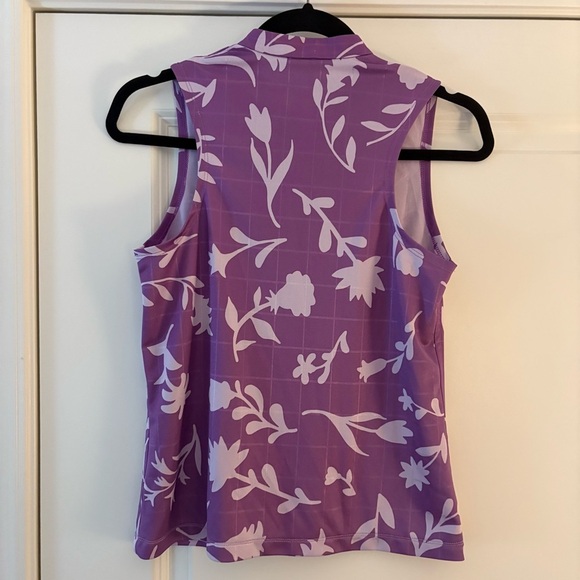 Nike Women’s Purple Floral Sleeveless Breathe Golf Polo - Picture 4 of 8